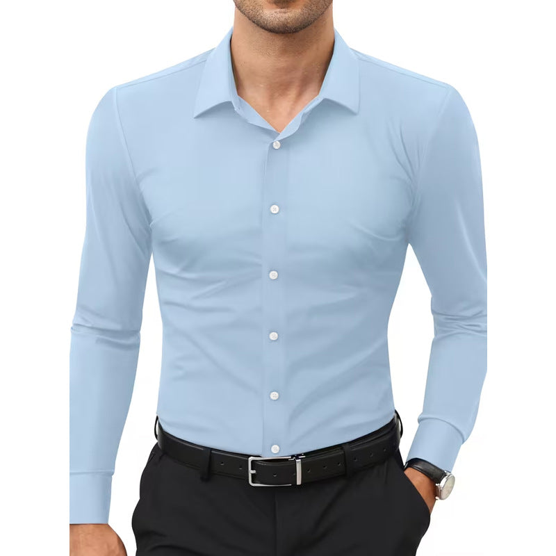 Stretch White Button-Down Mens Plus-Size Shirt