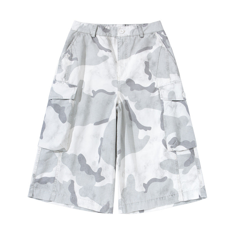 Japanese-style Retro Heavyweight Camouflage Loose-fit Work Shorts
