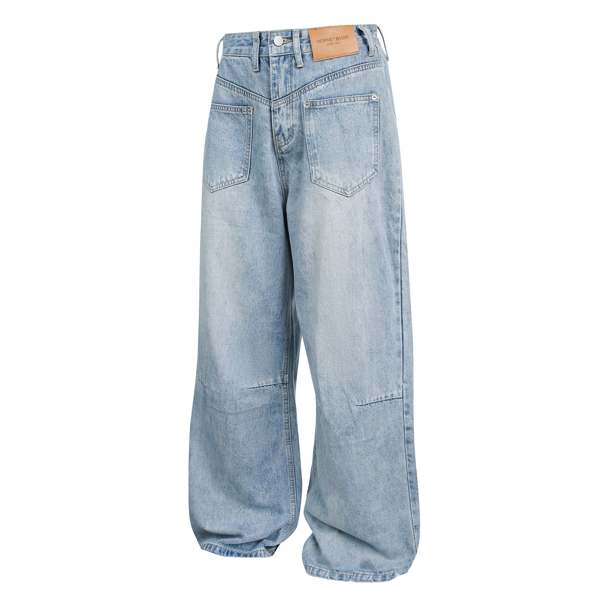 Men's American-style Vintage Washed Patchwork Reverse-wear Denim Jeans