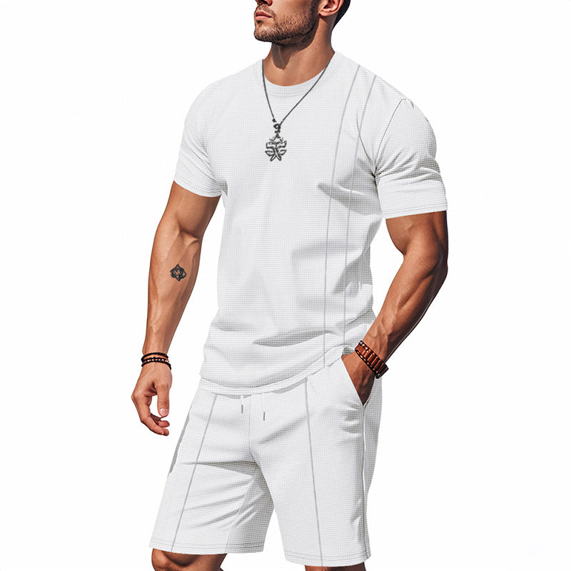 Men's Crew-Neck Short-Sleeve T-Shirt And Shorts Set