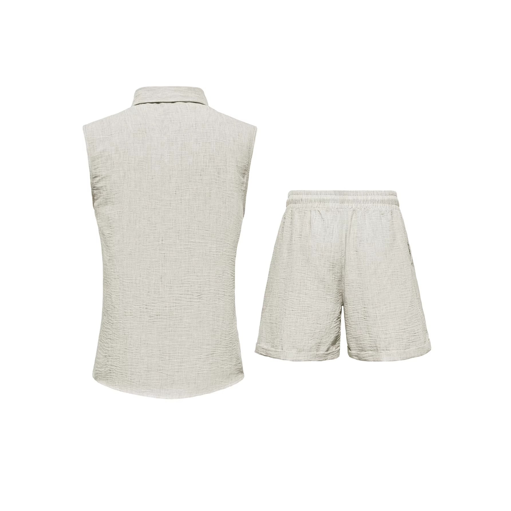 Men's Casual Sleeveless Shirt And Shorts Set