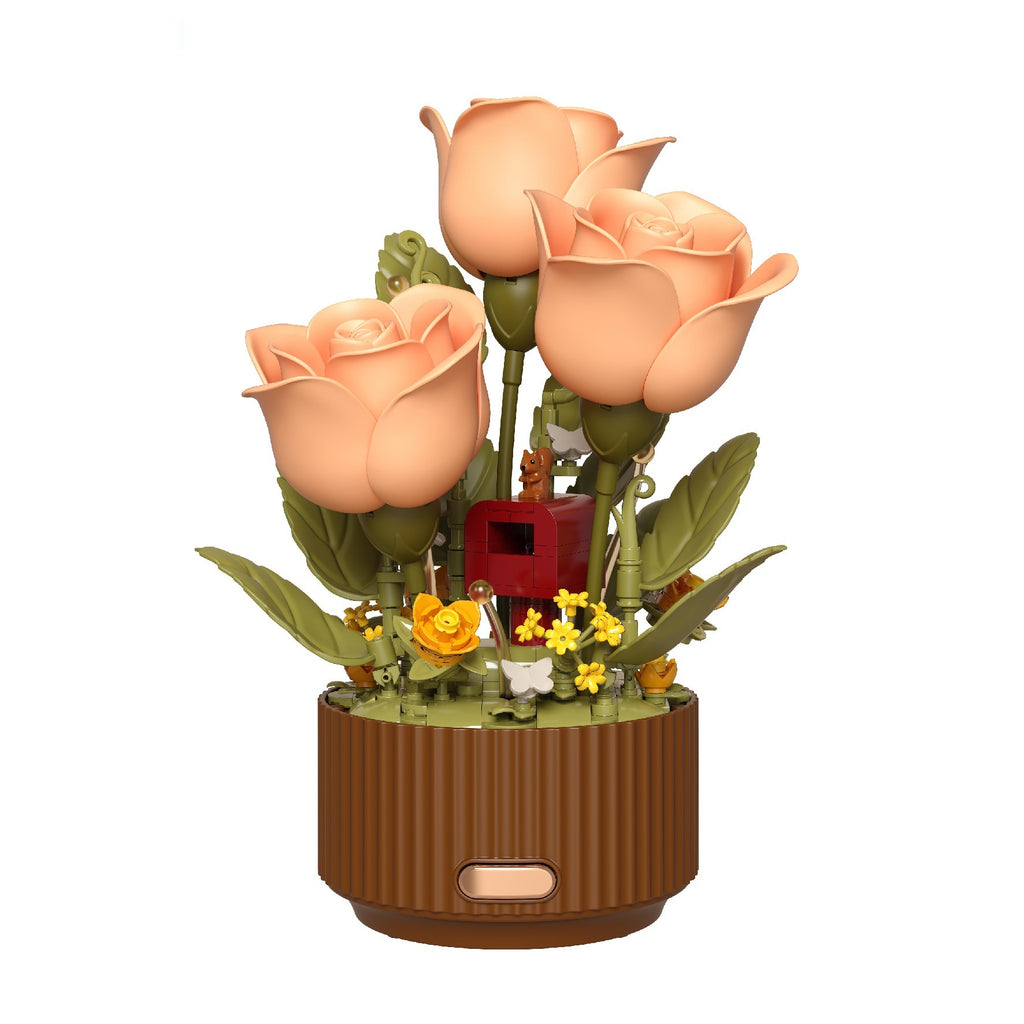 Preserved Flower Building Blocks Motion Flowers Model Birthday Valentine's Day Gift