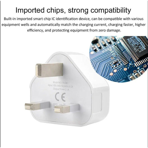4 Pack UK USB Wall Charger 3 Pin Plug Mains Adapter For Phones, Tablets Power