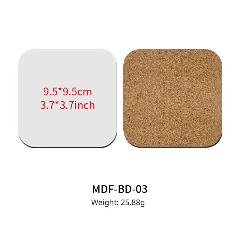 MDF Wooden Coaster With Cork Base Mug Coaster