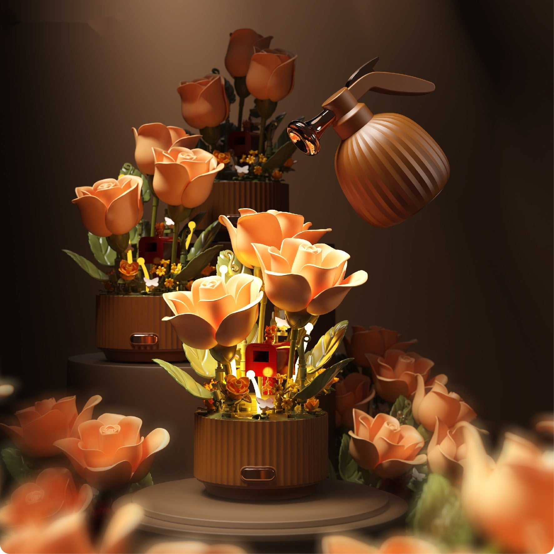 Preserved Flower Building Blocks Motion Flowers Model Birthday Valentine's Day Gift