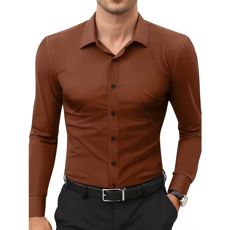 Stretch White Button-Down Mens Plus-Size Shirt