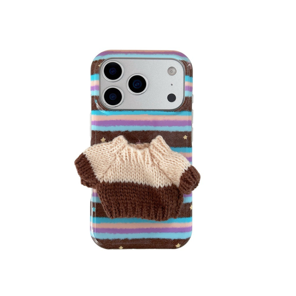 Striped 3D Sweater Phone Case For 14 Pro