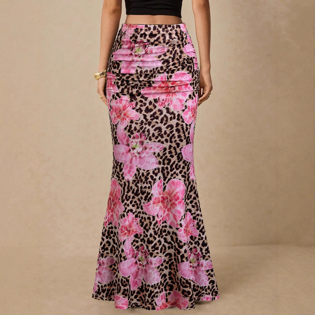 New Leopard Print Midi Skirt