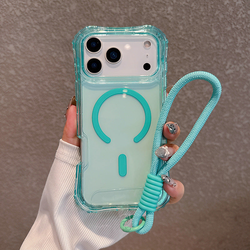 Phone Case With Colored Border 3-in-1 Drop-resistant Magnetic Protective Cover