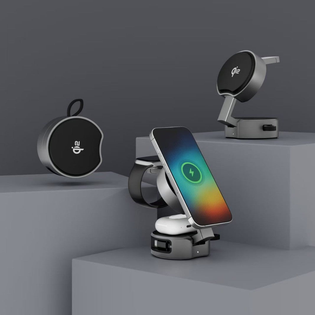 3-in-1 Retractable Cable Wireless Charger