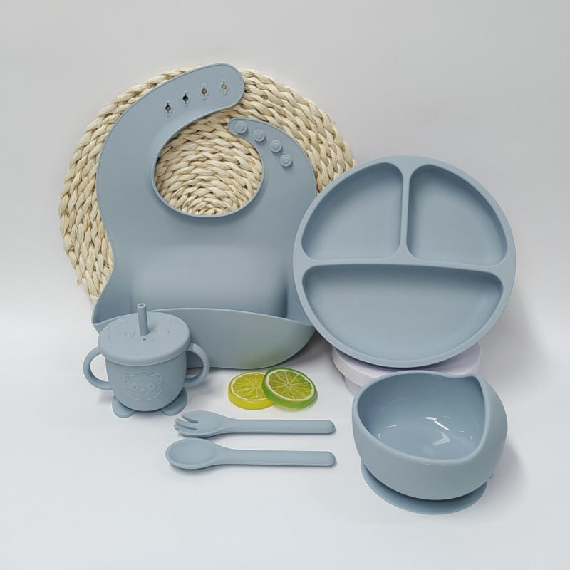 Infant And Toddler Feeding Training Silicone Suction-cup Placemat And Silicone Tableware