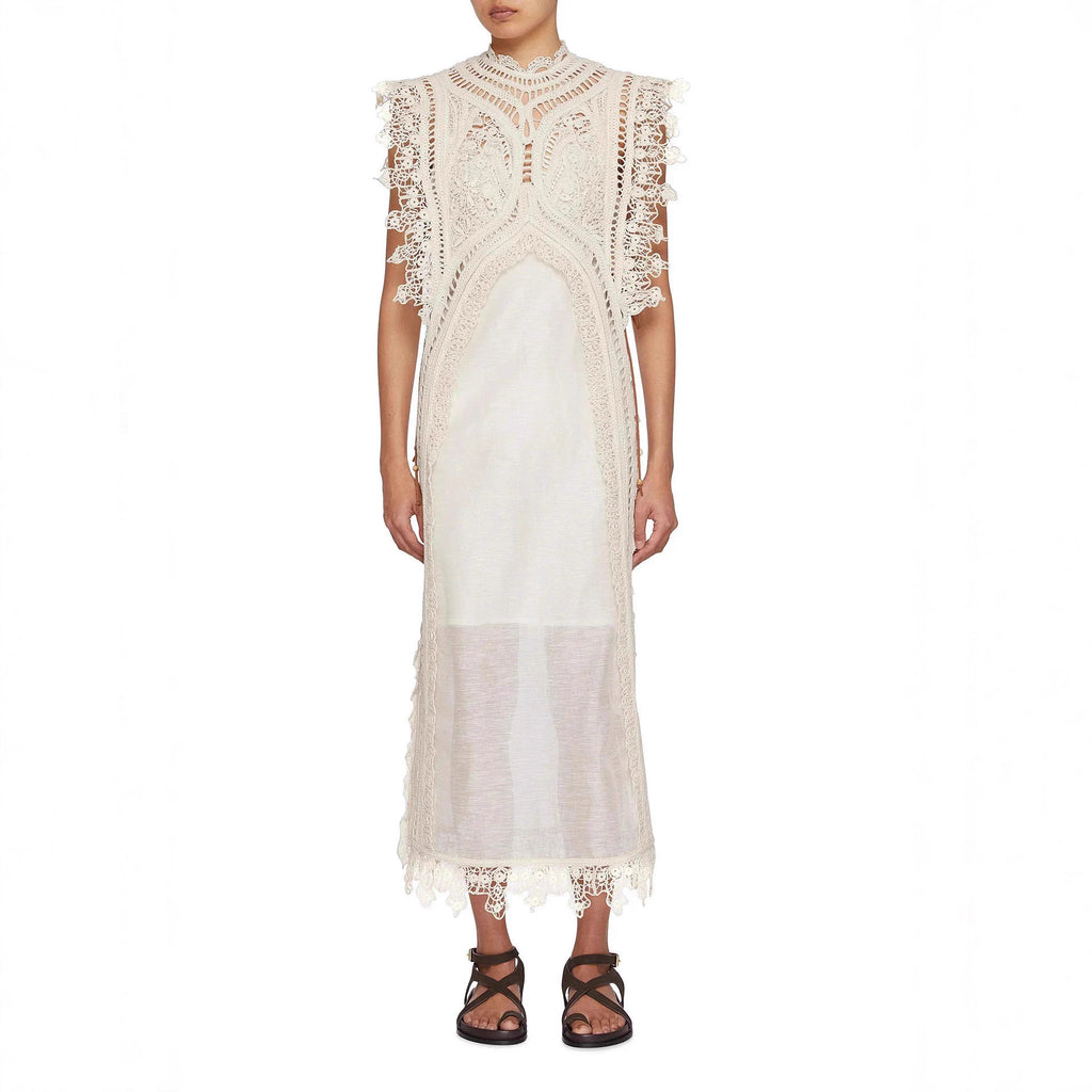 French-style Crochet Hollow-out Knitted Strap Dress For Women