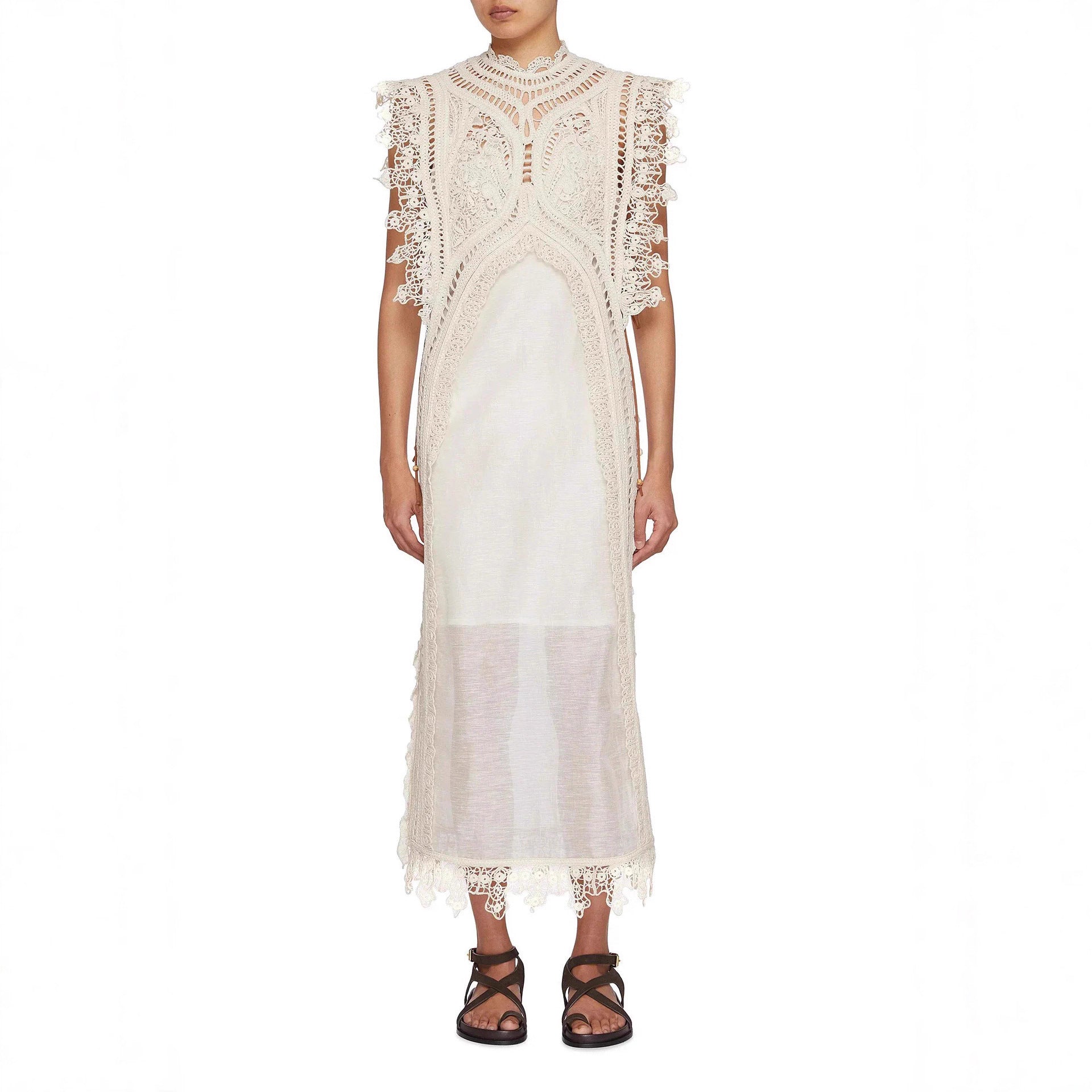 French-style Crochet Hollow-out Knitted Strap Dress For Women