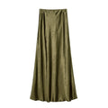 Women's Satin Midi Skirt High Waist Elastic Waistband Hand-tied Tie-dye Pattern