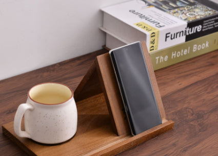 Wooden Triangle Bookmark Rack With Cup Base