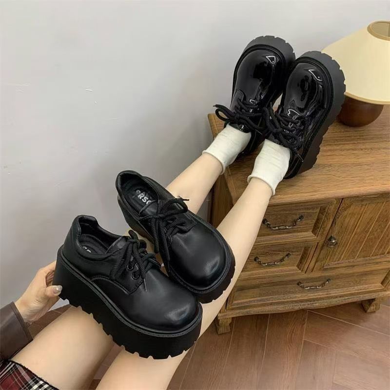 Women's Thick-Soled Retro British-Style Lace-Up Casual Shoes