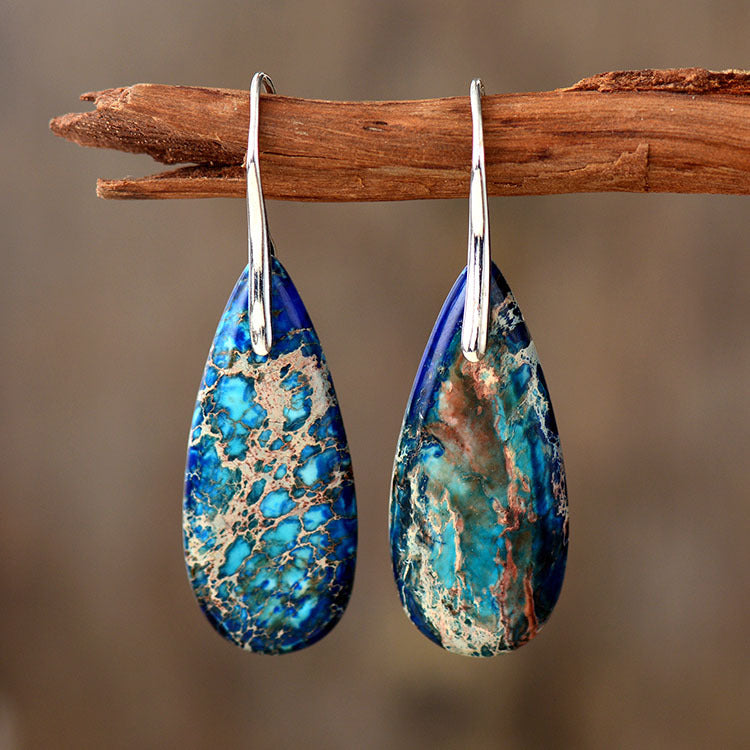 New Bohemian Emperor Stone Water Drop Earrings
