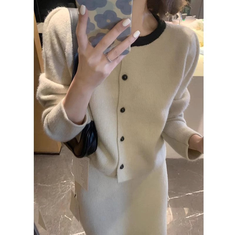 Sweater High-Waisted Slimming Skirt Set For Women