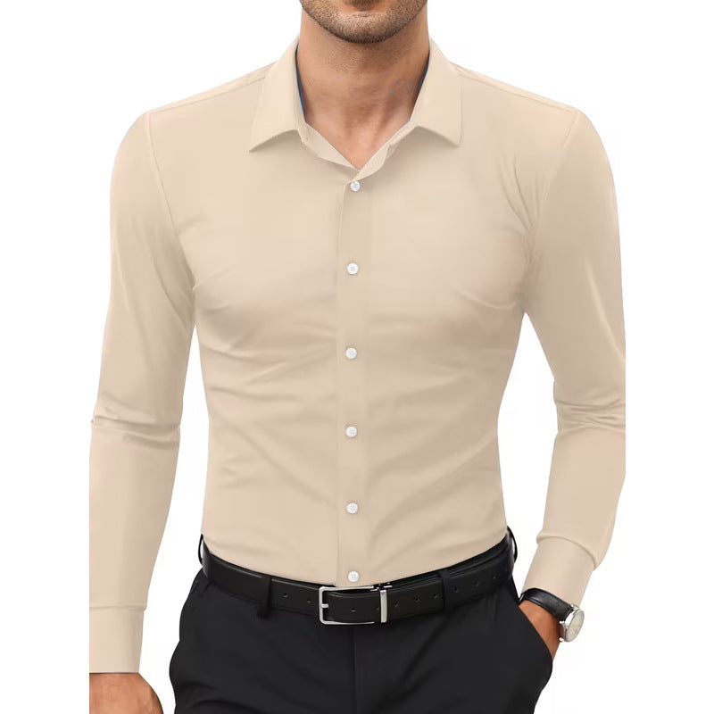 Stretch White Button-Down Mens Plus-Size Shirt