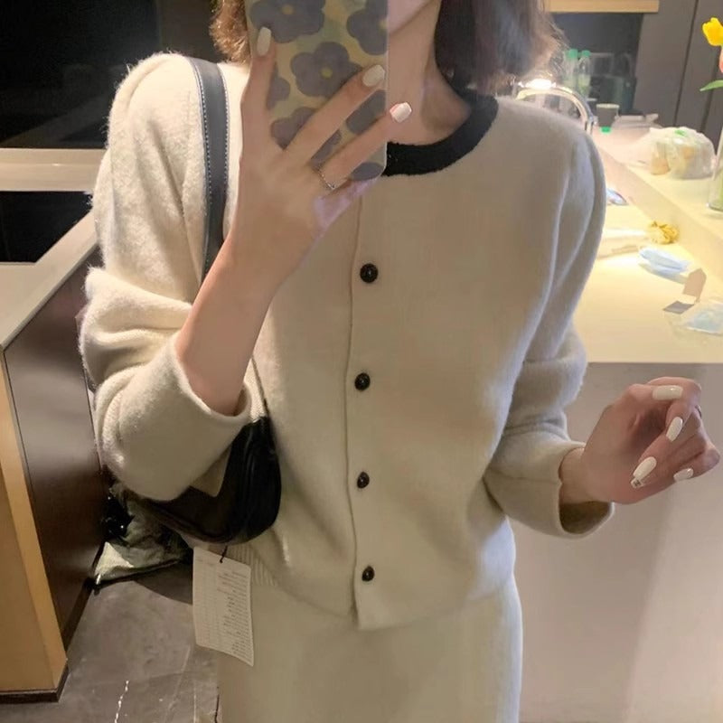 Sweater High-Waisted Slimming Skirt Set For Women