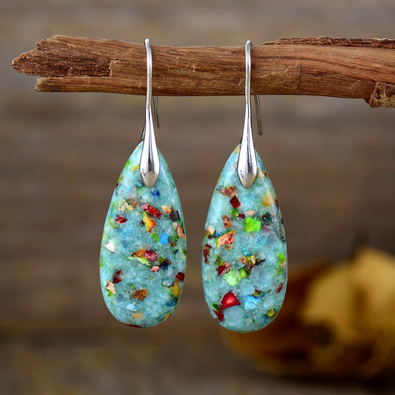 New Bohemian Emperor Stone Water Drop Earrings