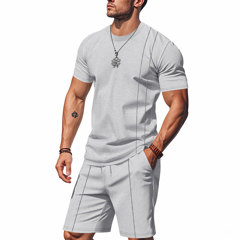 Men's Crew-Neck Short-Sleeve T-Shirt And Shorts Set