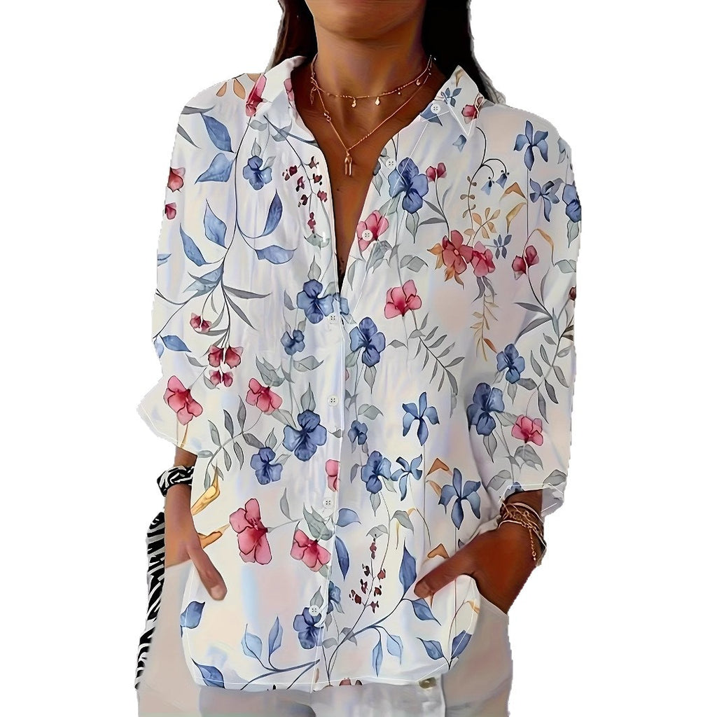 Printed Long-Sleeve Casual Womens Shirt