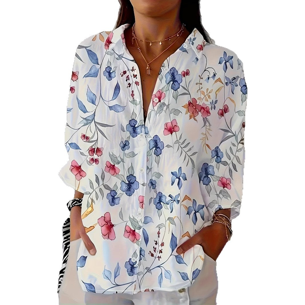 Printed Long-Sleeve Casual Womens Shirt
