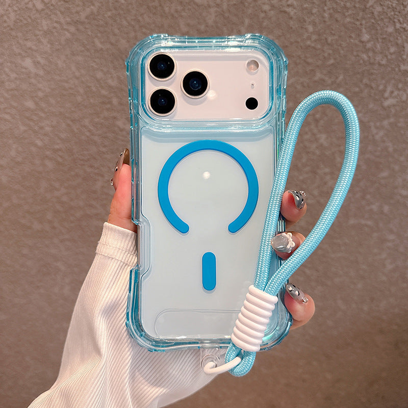 Phone Case With Colored Border 3-in-1 Drop-resistant Magnetic Protective Cover