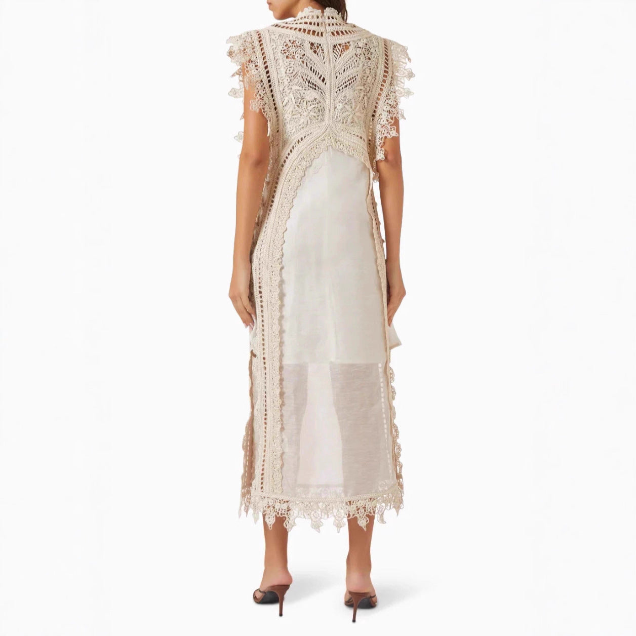 French-style Crochet Hollow-out Knitted Strap Dress For Women