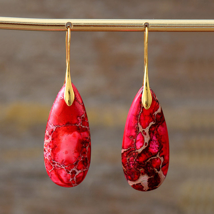 New Bohemian Emperor Stone Water Drop Earrings