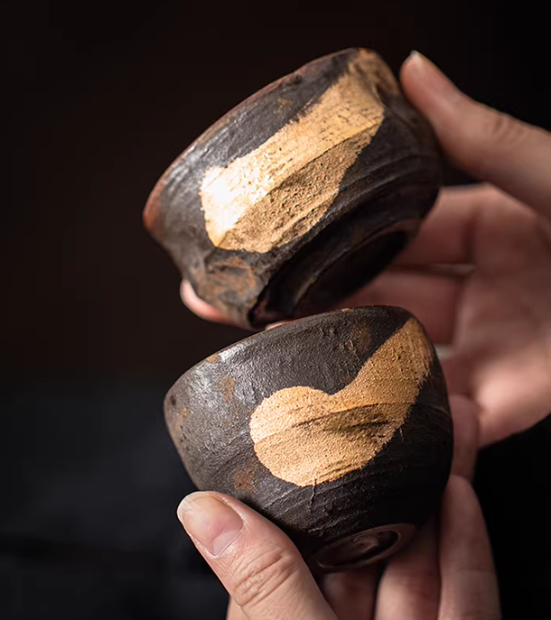 Gold-inlaid Wood-fired Teacup Kiln-transformation Style Vintage For Home Use Japanese-style