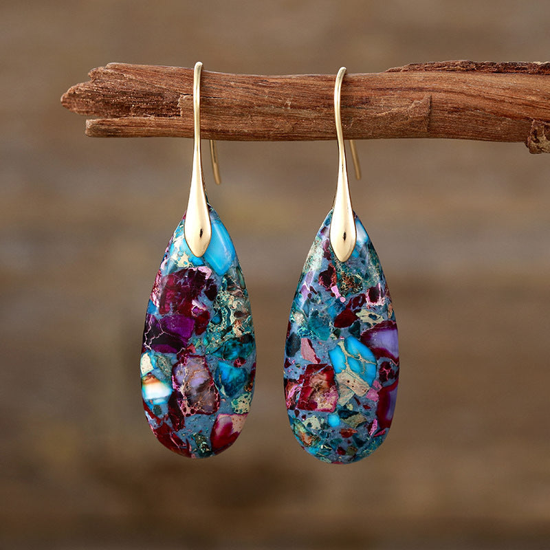 New Bohemian Emperor Stone Water Drop Earrings