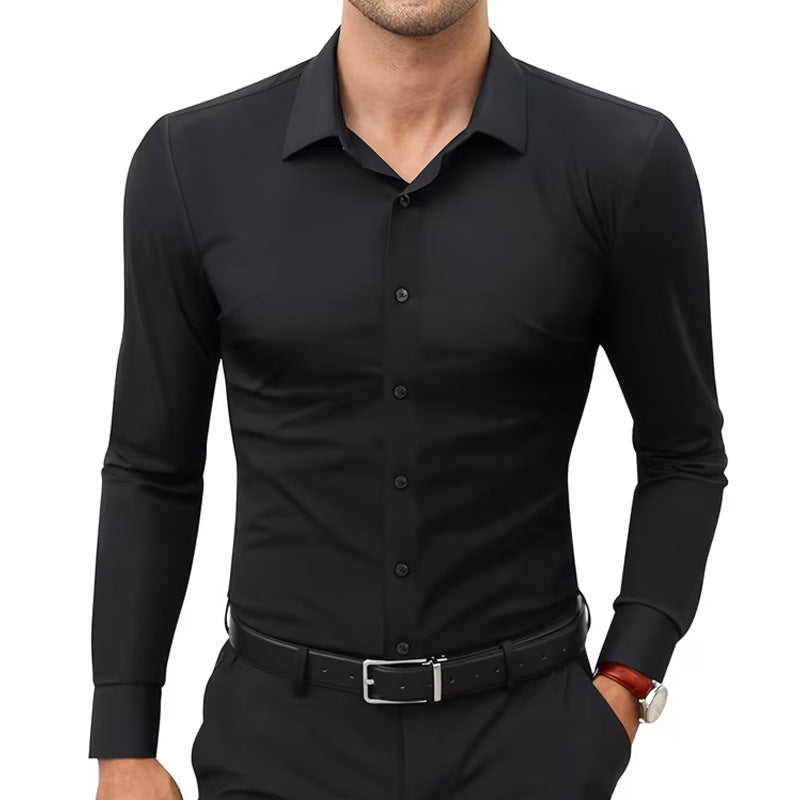 Stretch White Button-Down Mens Plus-Size Shirt