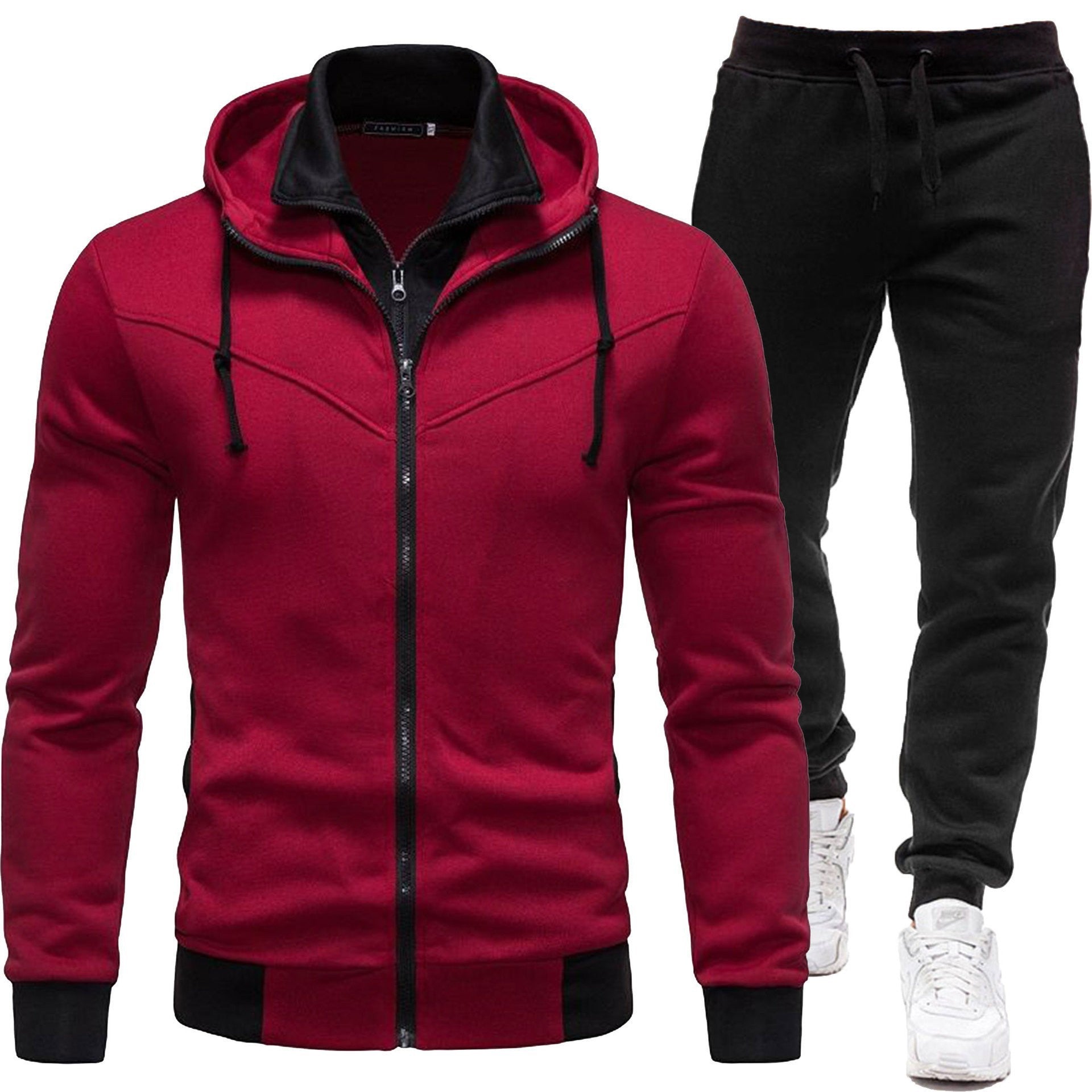 Sport-Style Patchwork Jacket And Casual Long-Sleeve Pants
