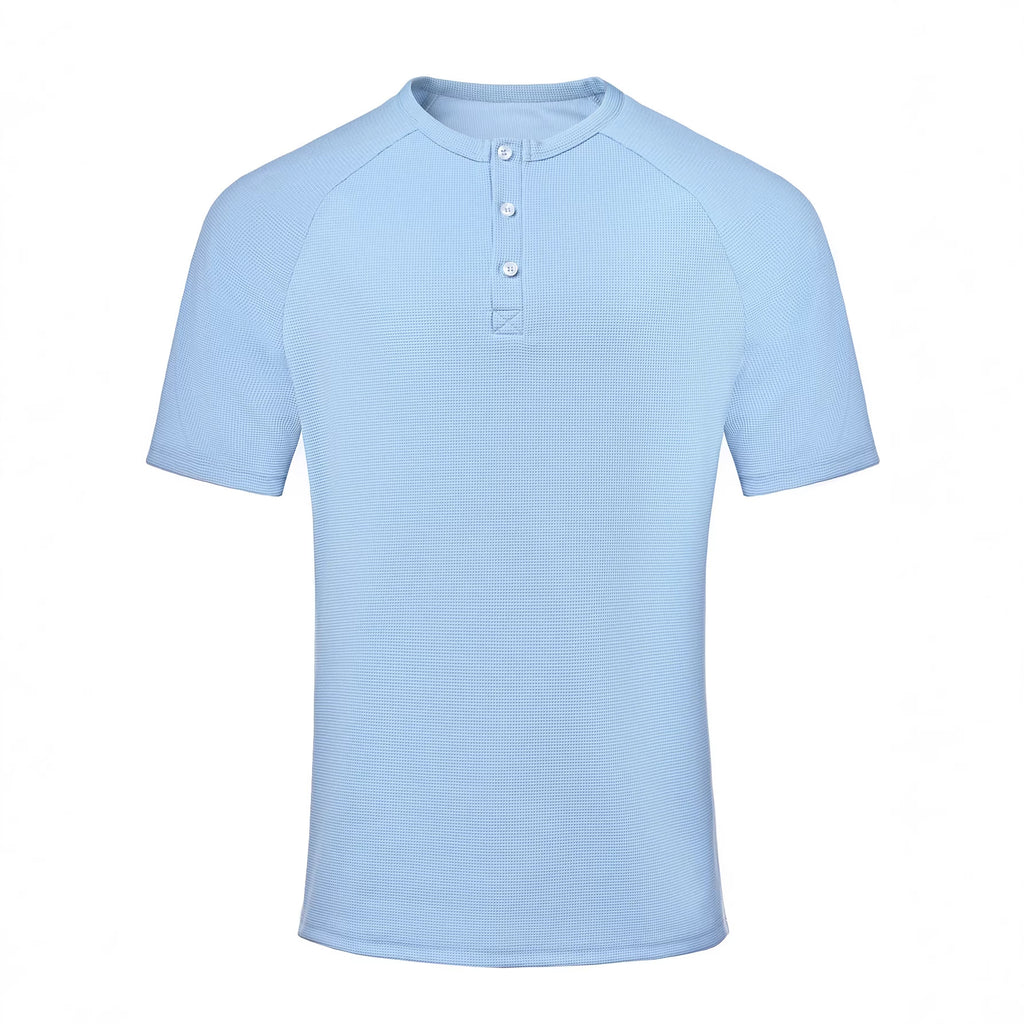 Men's Casual Loose-fitting Blue Polo Shirt Top