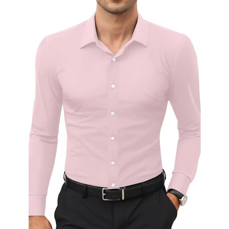 Stretch White Button-Down Mens Plus-Size Shirt