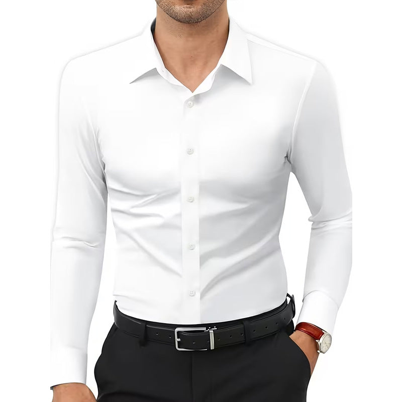 Stretch White Button-Down Mens Plus-Size Shirt