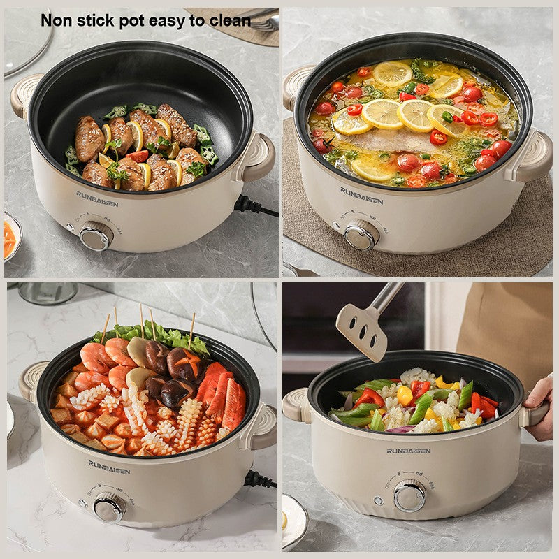 4L Electric Slow Cooker Glass Lid Non Stick Rice Cooking Frying Pan Stew Pot NEW