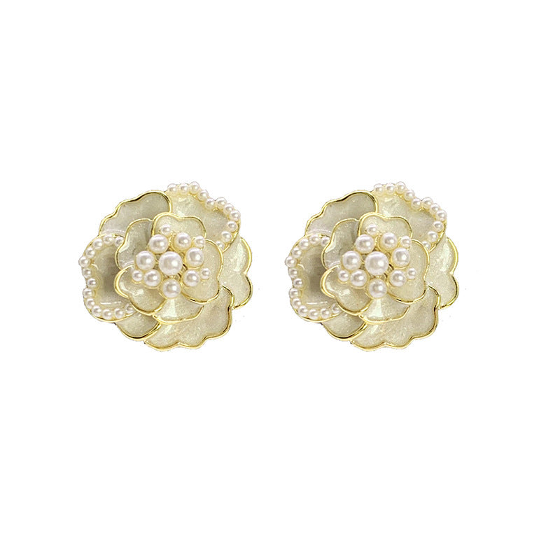 White Rose Flower Earrings