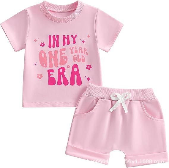Alphabet In My One Year Old Era Short-Sleeve Top And Shorts Two-Piece Set