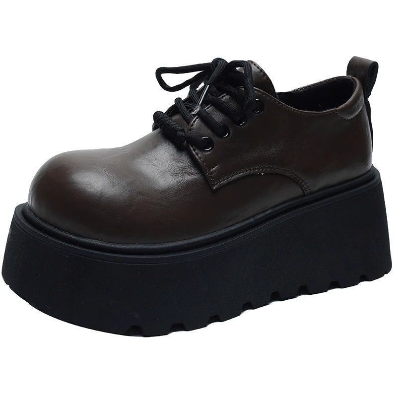 Women's Thick-Soled Retro British-Style Lace-Up Casual Shoes