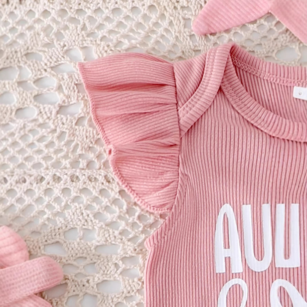 Cute Cotton Ribbed Sleeveless Set For Baby Girls