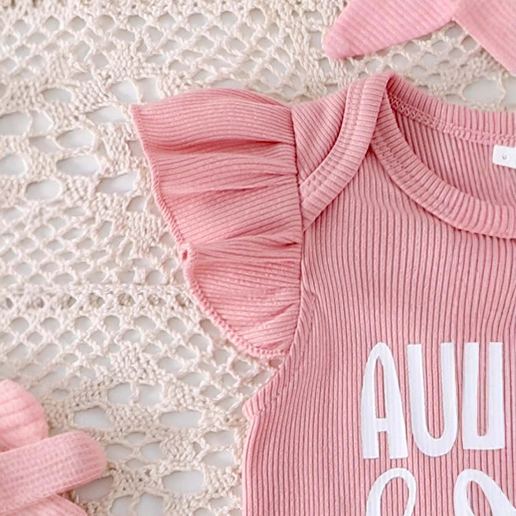 Cute Cotton Ribbed Sleeveless Set For Baby Girls