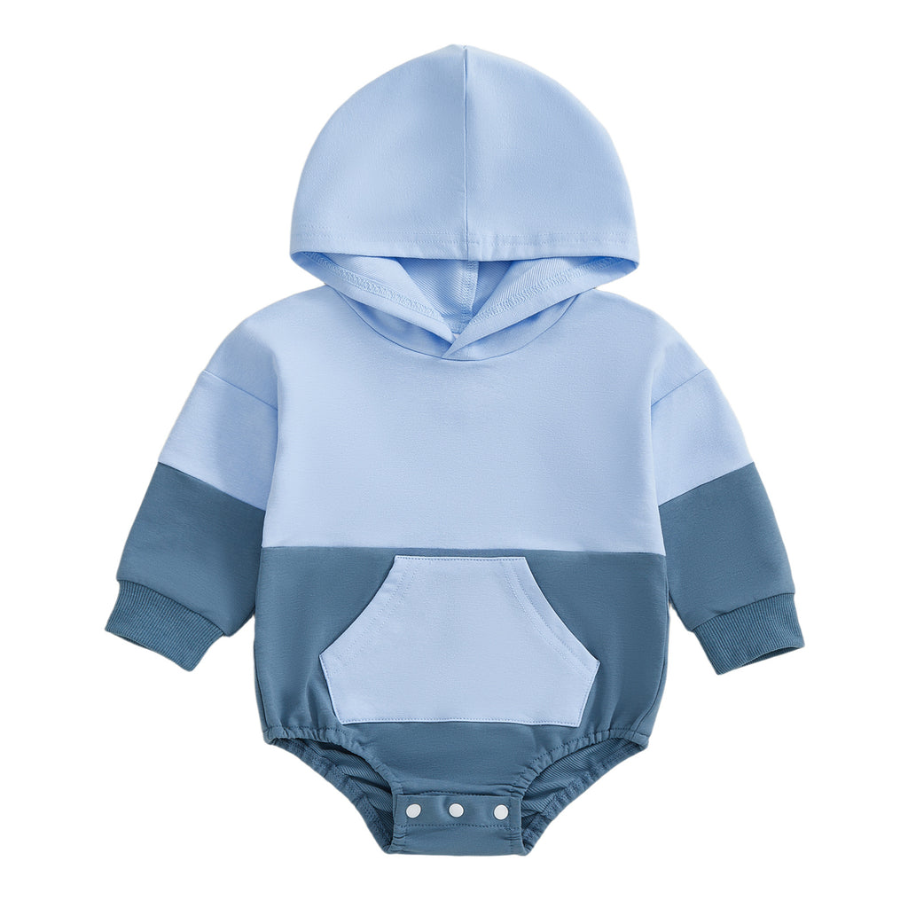 Long-sleeve Color-block Hooded Onesie
