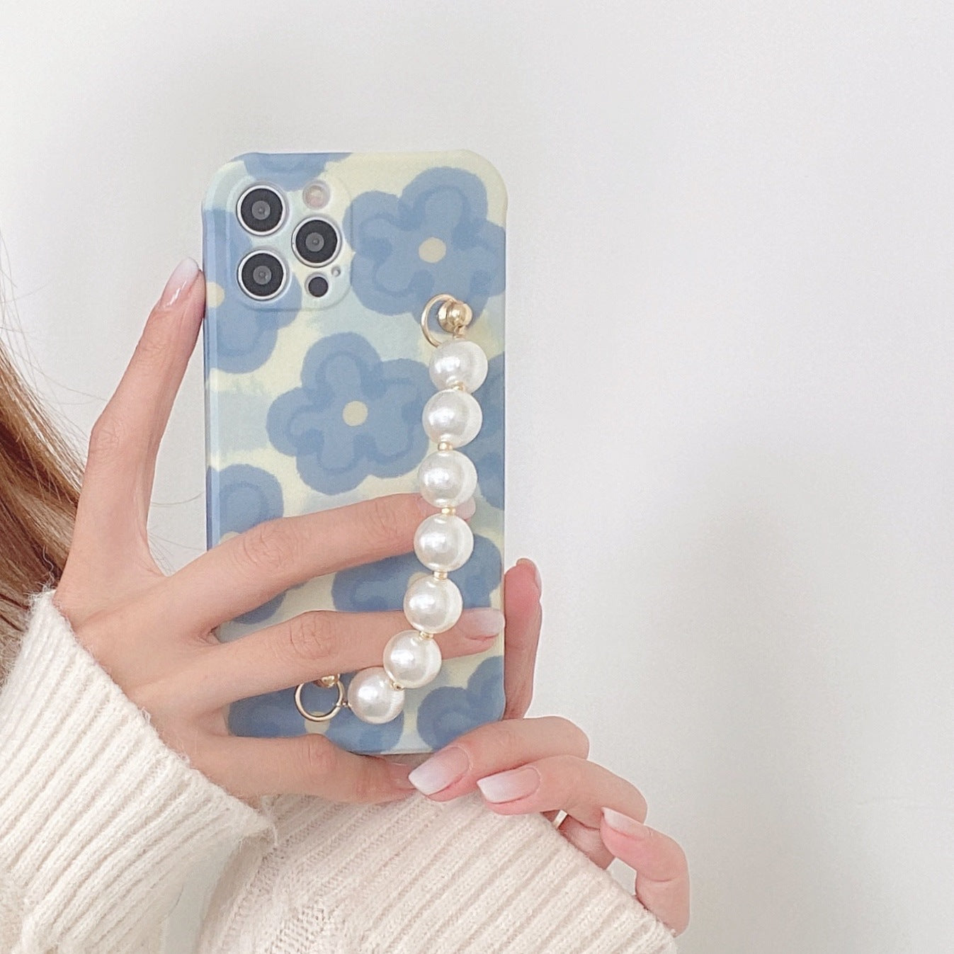 Blue Floral Pearl Bracelet Suitable For Korean Style