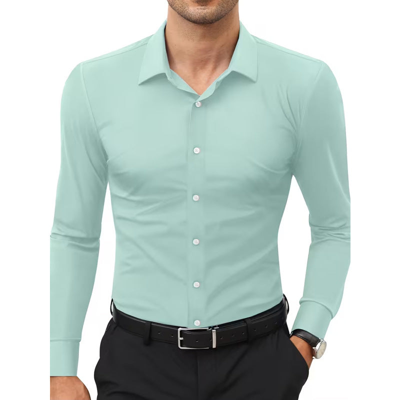 Stretch White Button-Down Mens Plus-Size Shirt