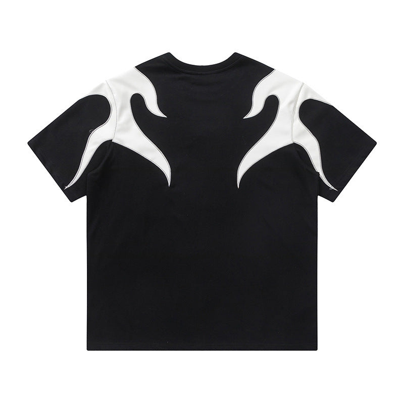 Men's Digital Print Creative Contrasting Color Flame Short-Sleeve T-Shirt