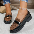 New 2025 Autumn Winter Korean Style Mid-Heel Retro Leopard Print Buckle Loafers, Lightweight Height-Increasing Non-Slip Casual Shoes