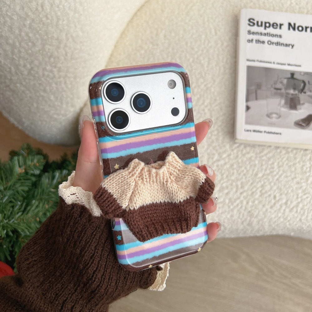 Striped 3D Sweater Phone Case For 14 Pro